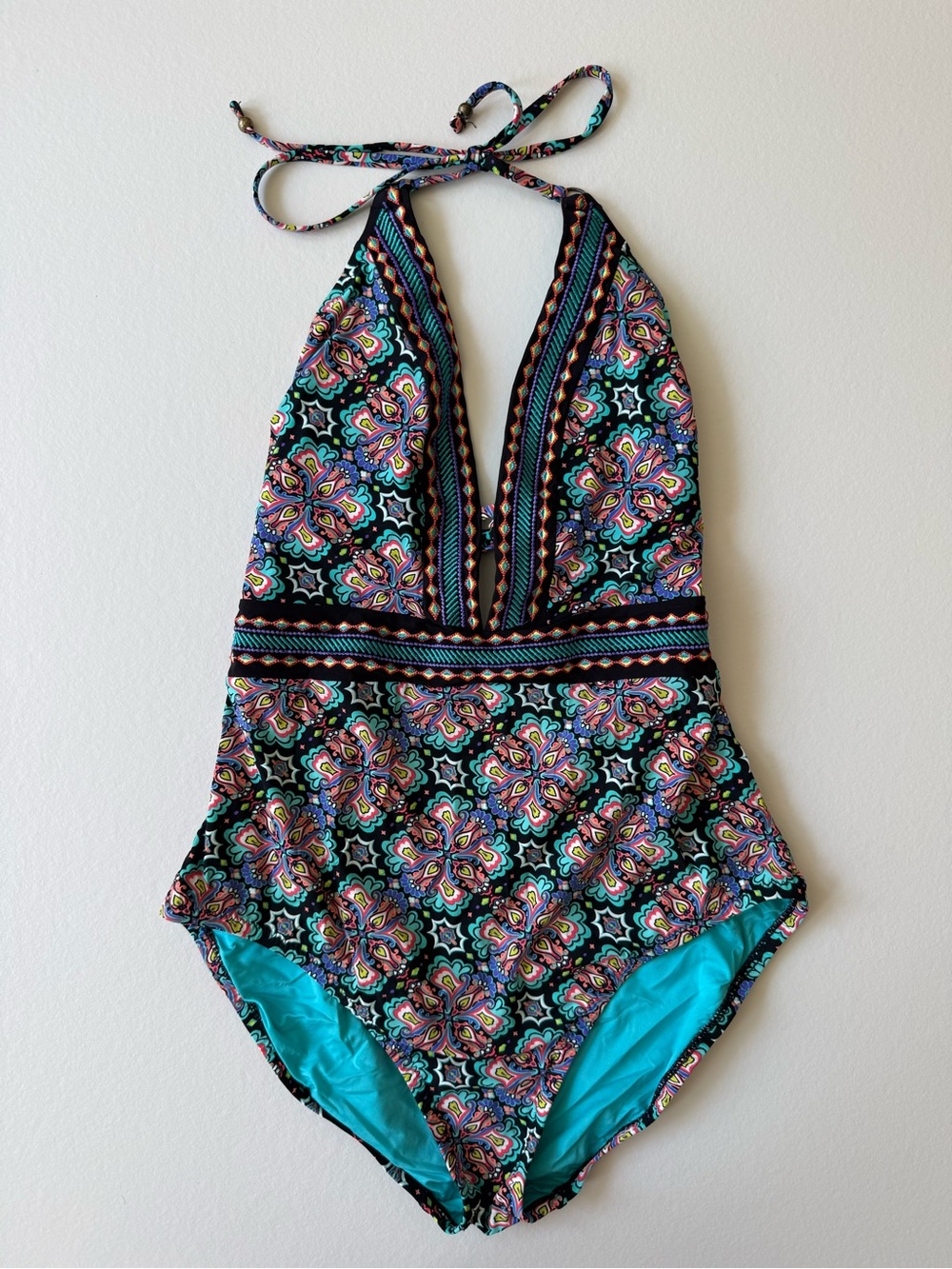 Nanette Lepore Plunge Halter One-Piece Swimsuit in Multicolor Print